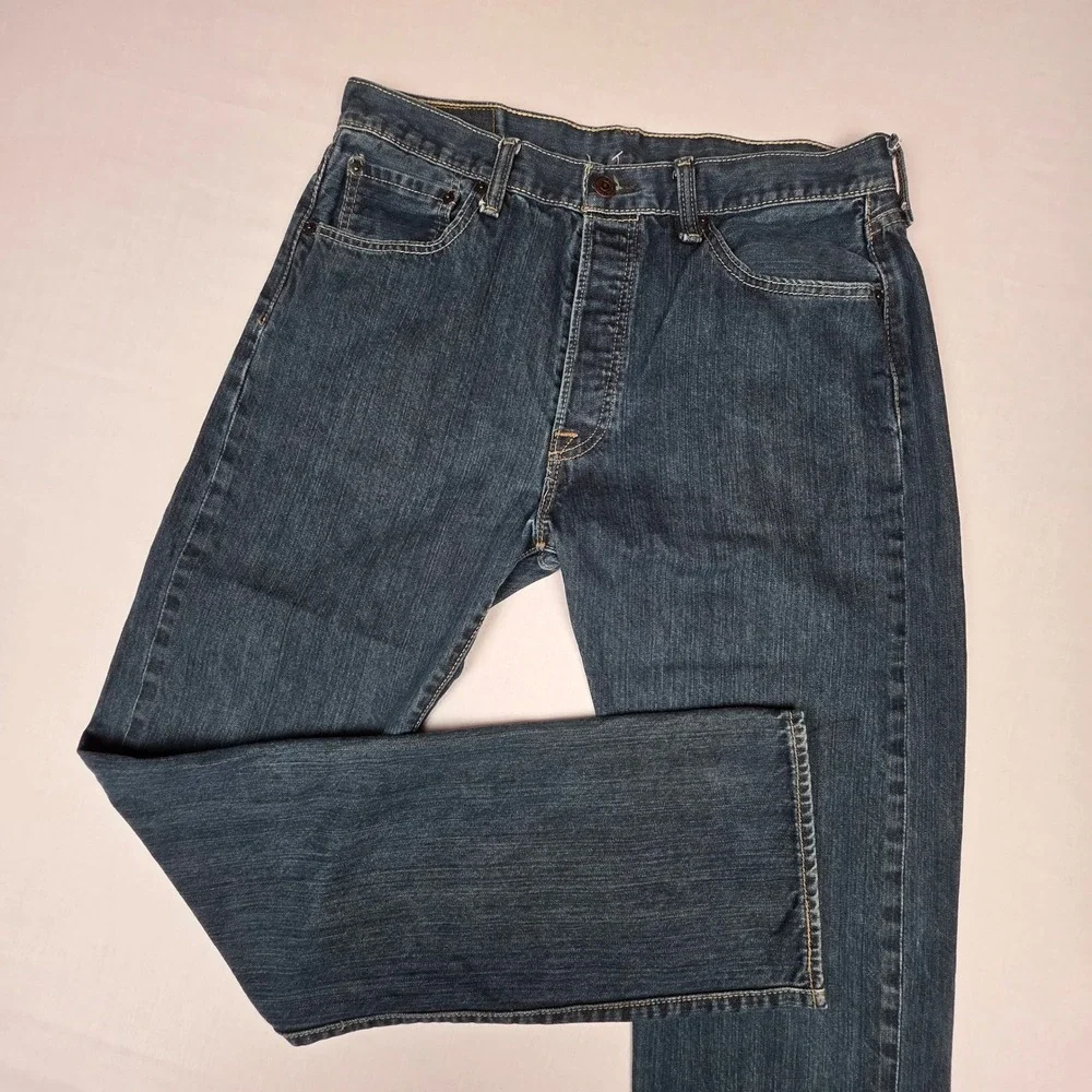 Levis 501 Original Fit Mens Dark Wash Straight Leg Button Fly Jeans 34x34
